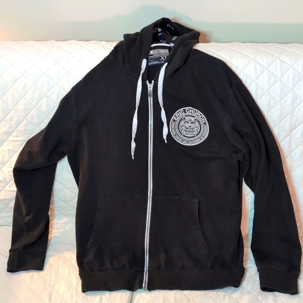 Eric Church EFC Official Product Men's Black Zippered Hoodie,size XL.